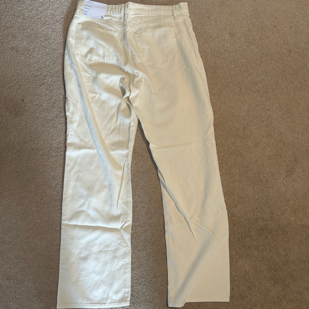 LOFT High Rise Relaxed Pants in Cream - Picture 2 of 5